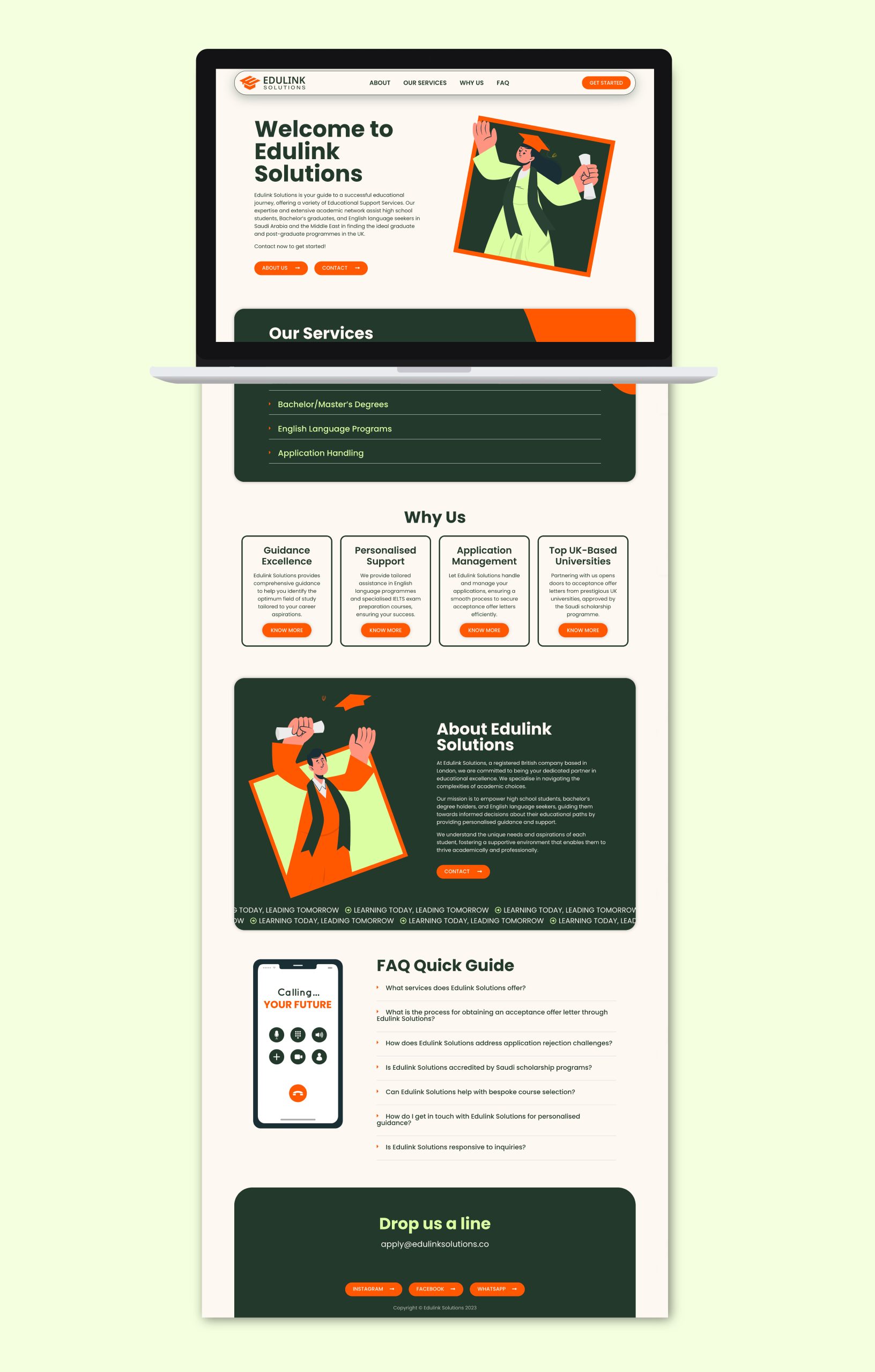 Edulink Solutions landing page design