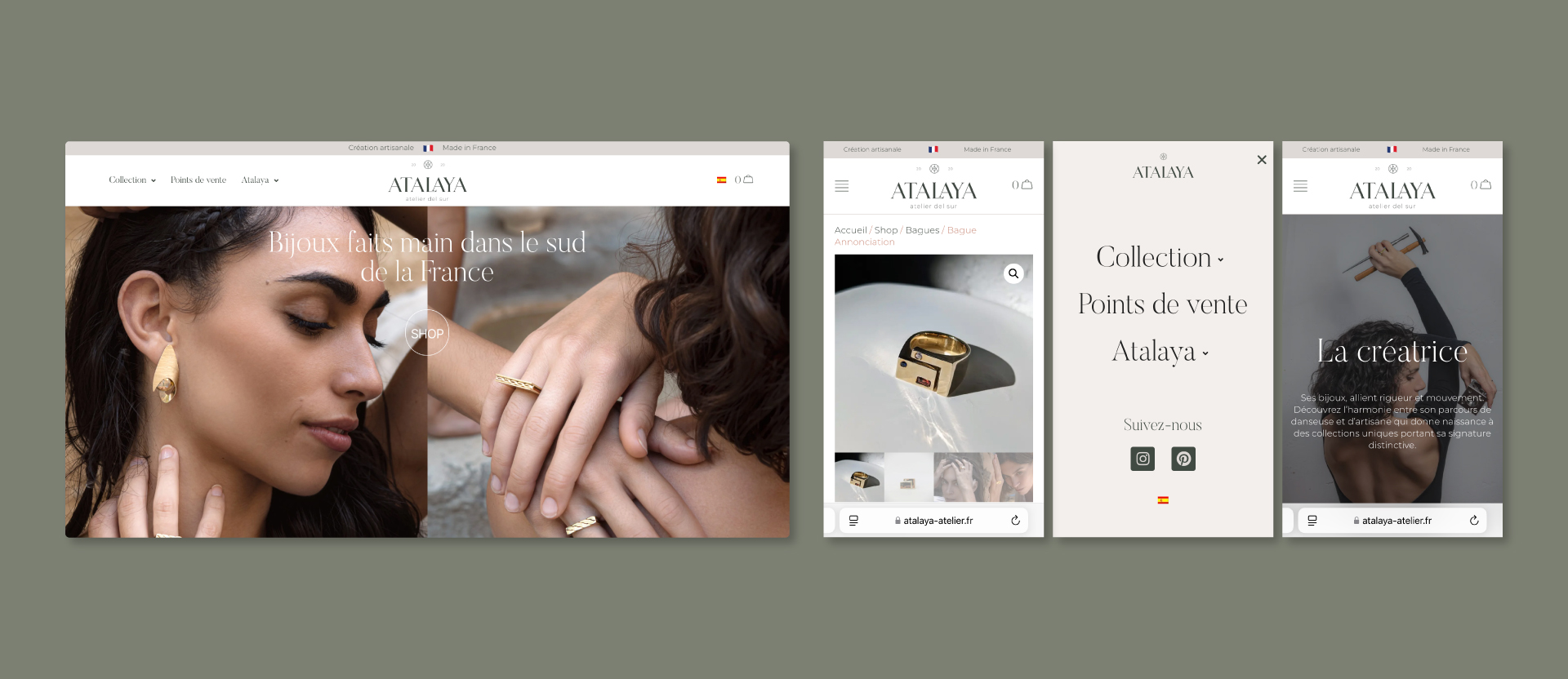 Atalaya Atelier ecommerce homepage — Mediterranean jewellery brand web design